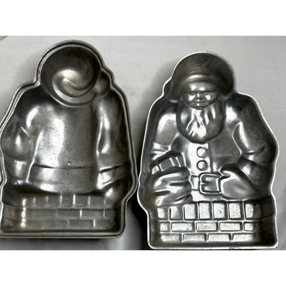 3D Cake Pan Mold Aluminum Christmas Celebration Brownies Santa Claus on Chimney - Picture 2 of 4